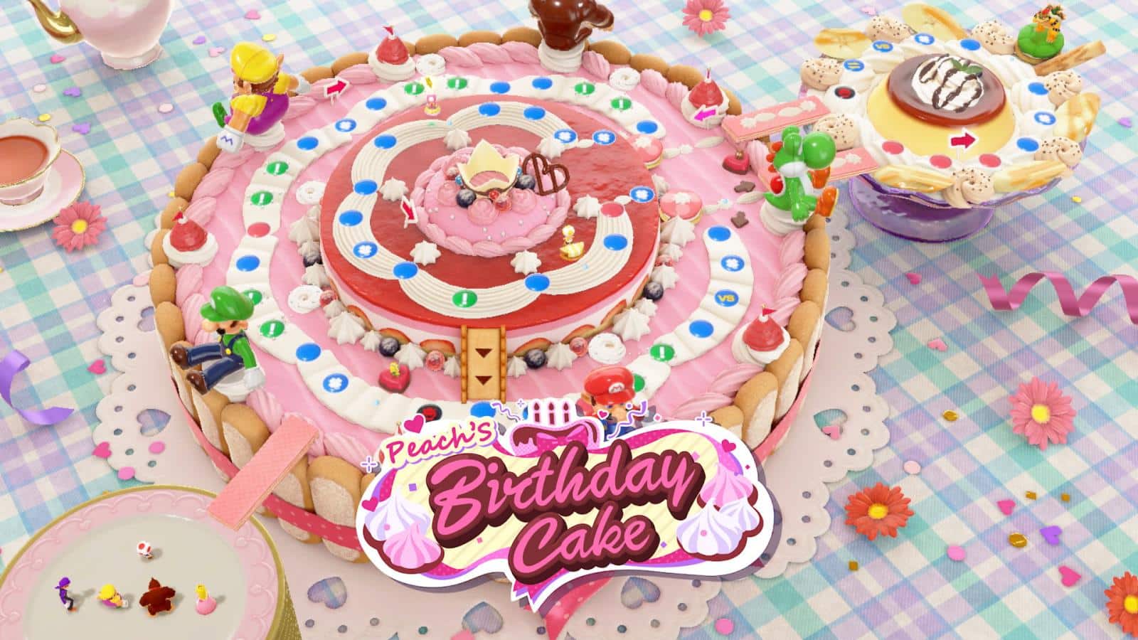 צילום מסך 1 למשחק: Mario Party Superstars לקונסולת נינטנדו סוויץ' עוגת יום הולדת לנסיכה פיץ'