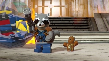 צילום מסך 2 למשחק: LEGO MARVEL Super Heroes 2 לקונסולת נינטנדו סוויץ' הדמויות גרוט ורוקט ראקון