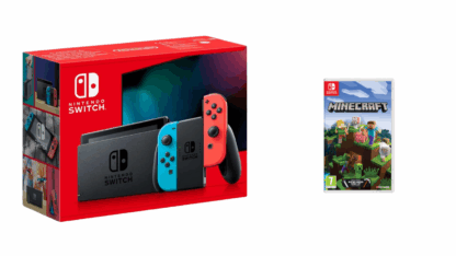 Nintendo Switch עם ג'וי-קון כחול ואדום + Minecraft מתנה