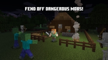 צילום מסך 2 למשחק: Minecraft לקונסולת נינטנדו סוויץ' גרסאת Bedrock Edition הדמות בקרב נגד יריבים