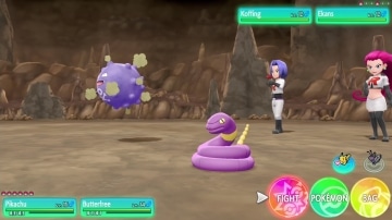צילום מסך 3 מתוך המשחק: Pokemon Let's Go : Pikachu צוות רוקט בקרב עם הפוקימונים