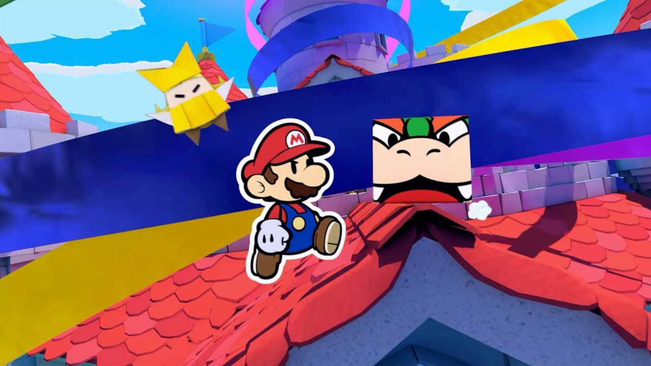 משחק Paper Mario: The Origami King לנינטנדו סוויץ' - מריו, באוזר ואוליביה בורחים