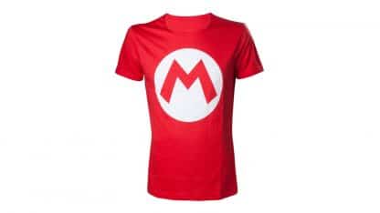 חולצה אדומה עם הדפס האות M של הקמע של מריו