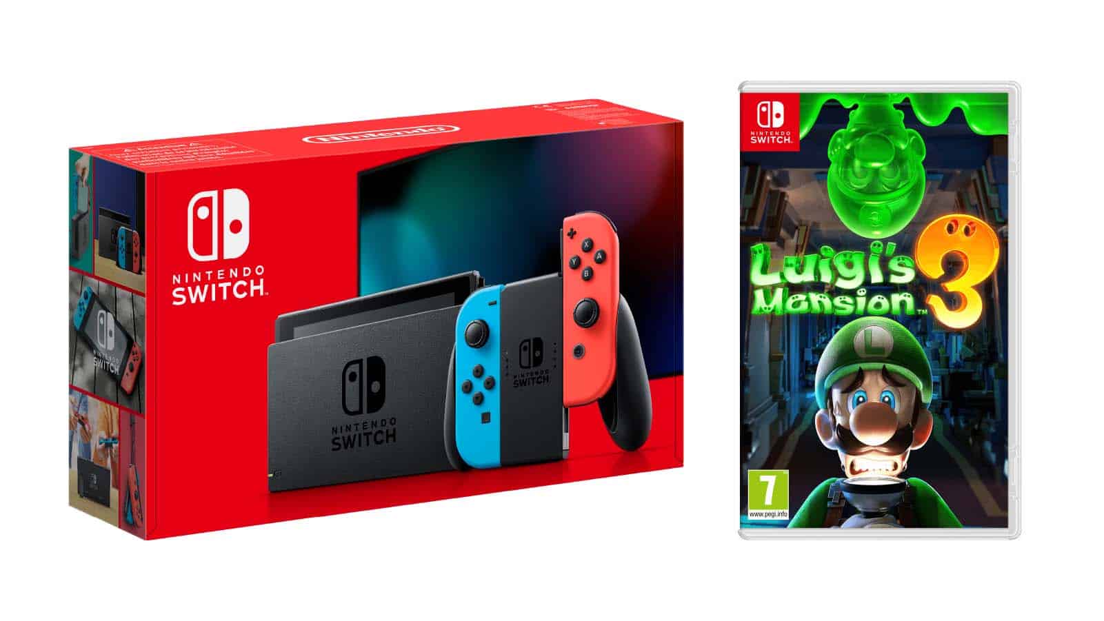 באנדל Nintendo Switch + Luigi’s Mansion 3