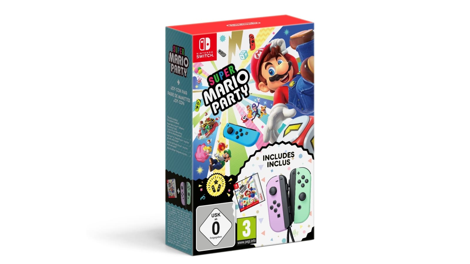 Joy-Con Pair Pastel Purple & Pastel Green + Super Mario Party